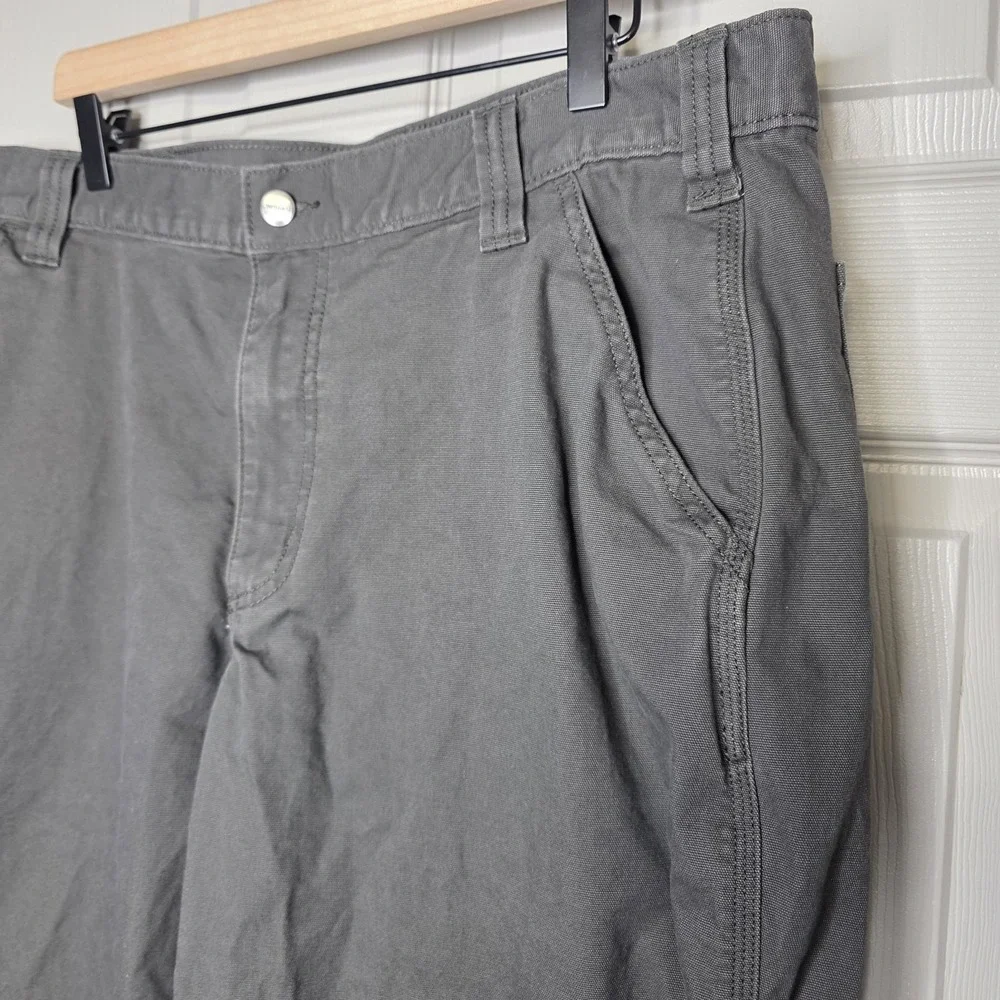 Carhartt Rugged Flex Relaxed Fit Canvas Work Pants Gray Men's 38x32 BN2291